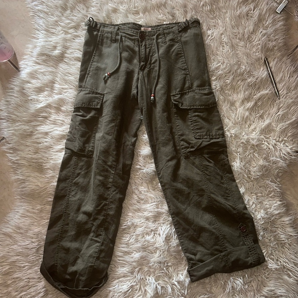 Free People 2000s cargo pants size 0 sexy beaded drawstring